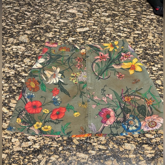 Gucci Flora Snake Green Mini A-Line Skirt -Size 42 - Picture 7 of 7